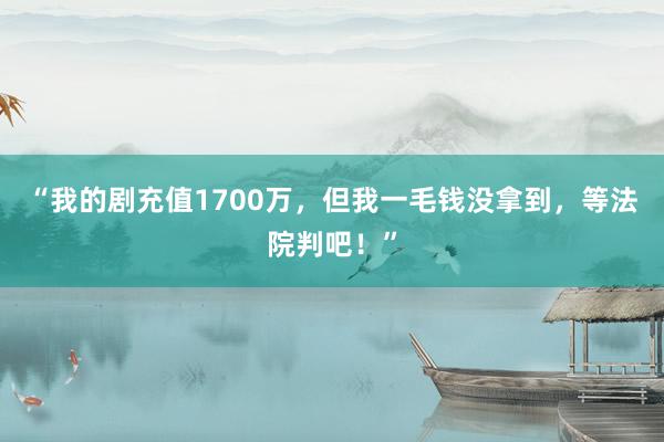 “我的剧充值1700万，但我一毛钱没拿到，等法院判吧！”