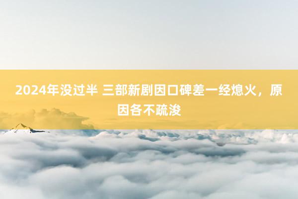 2024年没过半 三部新剧因口碑差一经熄火，原因各不疏浚