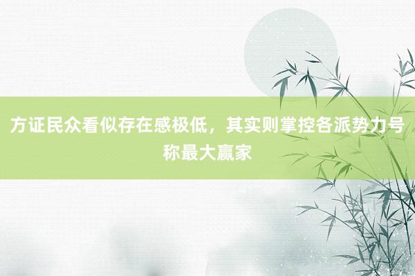 方证民众看似存在感极低，其实则掌控各派势力号称最大赢家