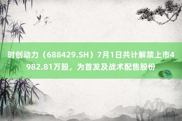 时创动力（688429.SH）7月1日共计解禁上市4982.81万股，为首发及战术配售股份