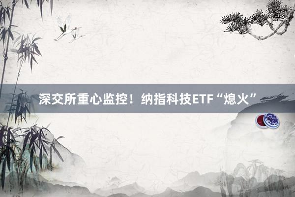 深交所重心监控！纳指科技ETF“熄火”