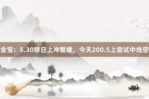 金宝：5.30镑日上冲暂缓，今天200.5上尝试中线空