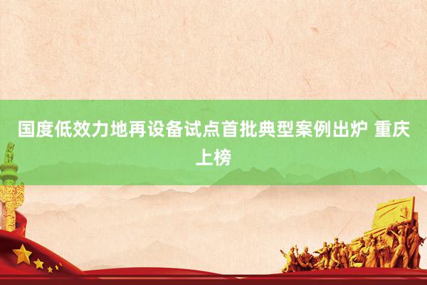 国度低效力地再设备试点首批典型案例出炉 重庆上榜