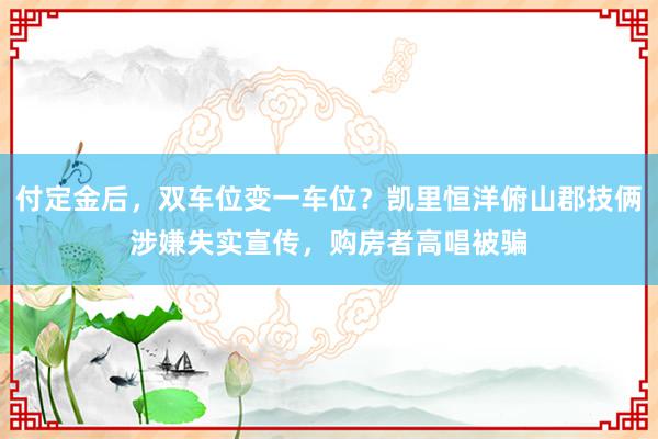 付定金后，双车位变一车位？凯里恒洋俯山郡技俩涉嫌失实宣传，购房者高唱被骗