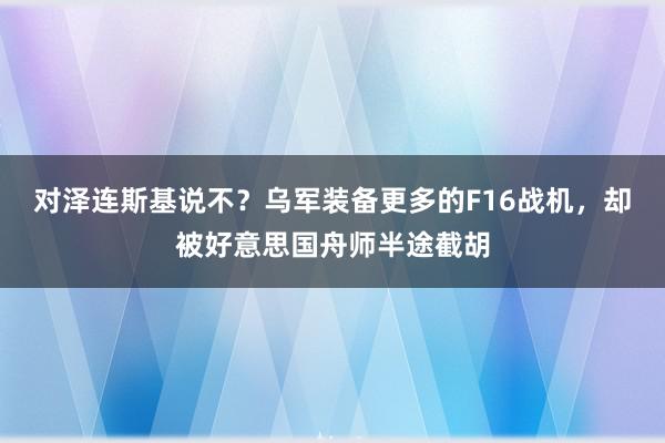 对泽连斯基说不？乌军装备更多的F16战机，却被好意思国舟师半途截胡