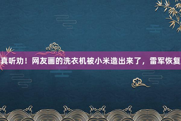 真听劝！网友画的洗衣机被小米造出来了，雷军恢复